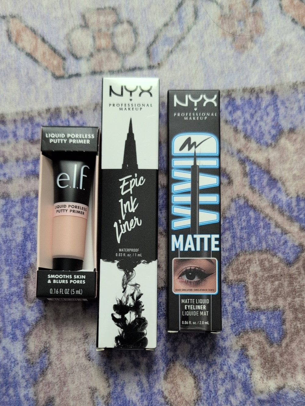 NYX Matte Liquid Eyeliner, NYX Epic Ink Liner & Elf Liquid Poreless Putty Primer